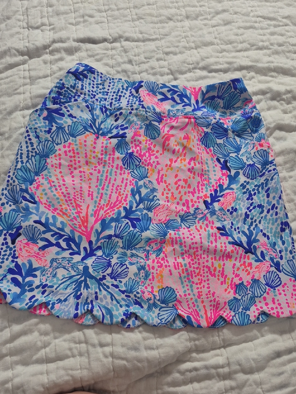 Lilly Pulitzer LUXLETIC Blue & Pink Scalloped Mini Skirt, SKORT.